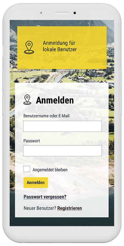 login page form for mobile